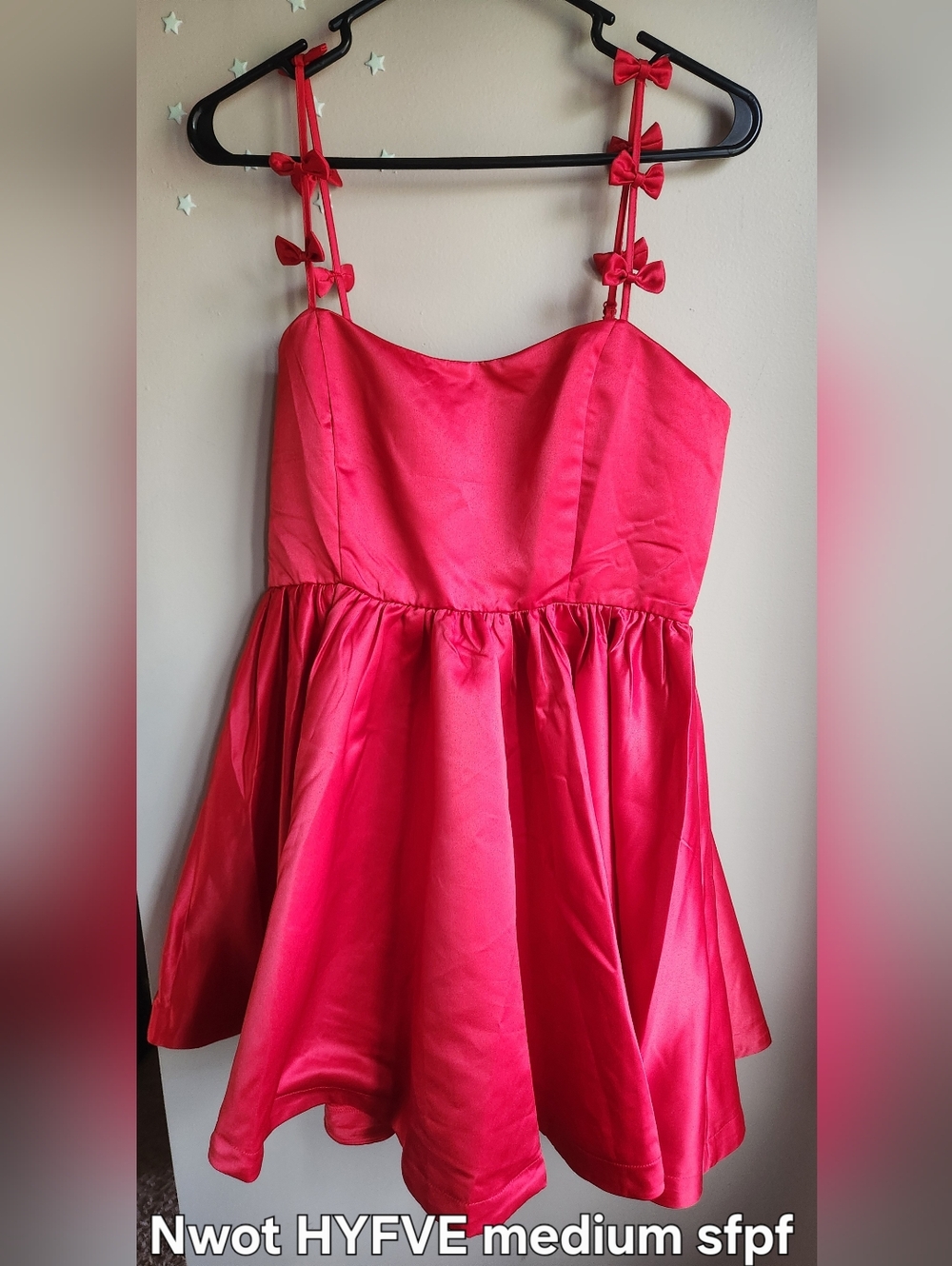 Red Bow Strap Fit-and-Flare Dress
